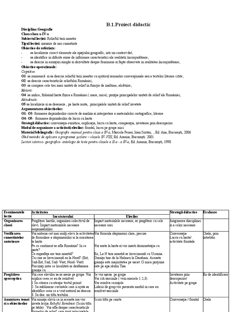 Proiect Didactic Geografie