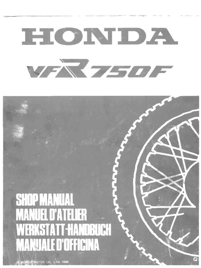 Honda VFR 750 F RC24 86 87 Service Manual PDF | PDF