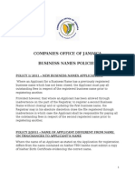 Jamaica Business Name Policies Summary