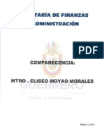 Comparecencia Secretaría de Finanzas y Administracion