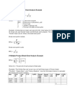 A Single Product Break Even Analysis Example