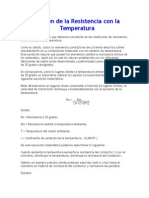 Variación de La Resistencia Con La Temperatura