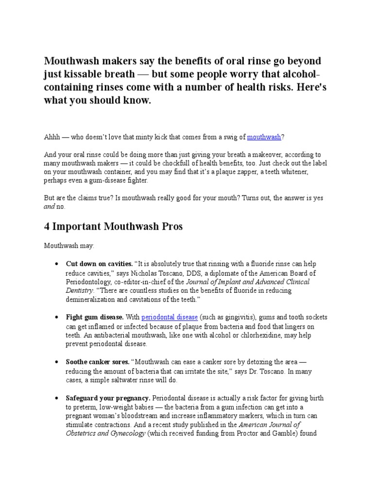 Mouth Wash PDF Mouth Dentistry