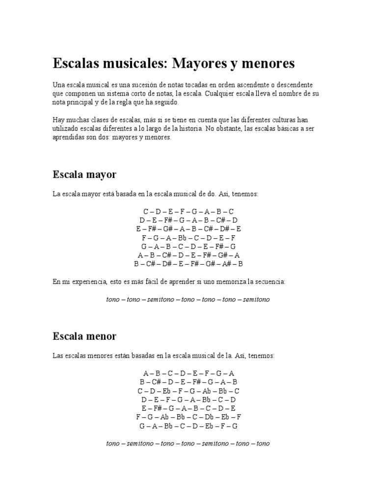 1.-Escalas Musicales - Mayores y Menores | PDF