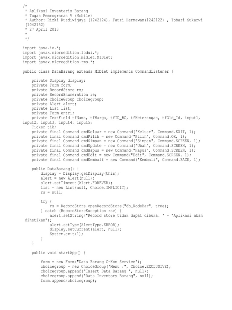 Source Code Aplikasi Inventory Data Barang PDF | PDF | String (Computer ...