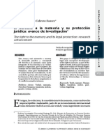 El derecho a la memoria y su protección jurídica