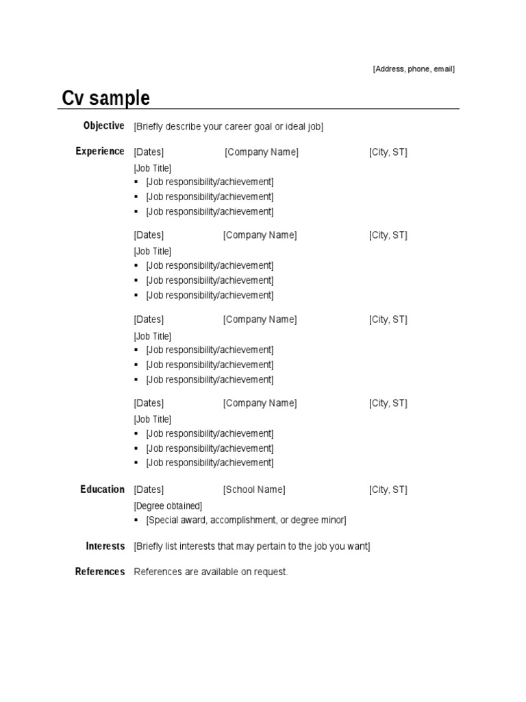 CV Objective and Sample Structure | PDF | Computers