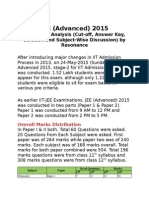 JEE (Advanced) 2015: A Detailed Analysis (Cut-Off, Answer Key, Solution and Subject-Wise Discussion) by Resonance