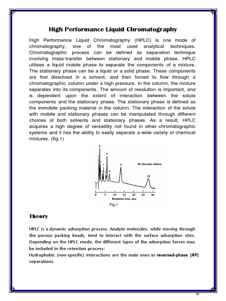 High Performance Liquid Chromatography PDF High Performance Liquid