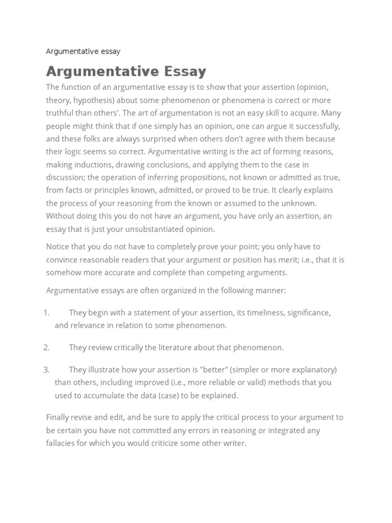argumentative essay 3 pages