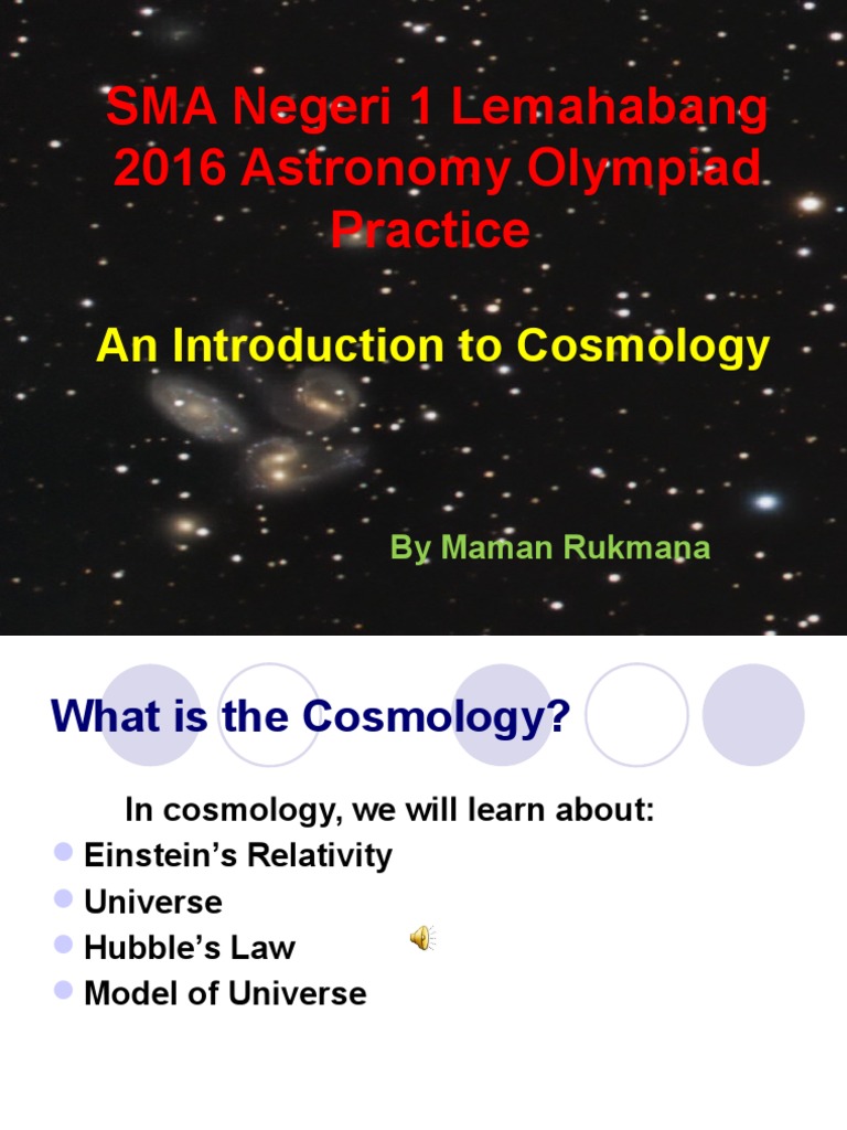 Introduction to Cosmology Concepts | PDF | Universe | General Relativity