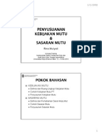 Kebijakan Mutu Dan Sasaran Mutu Dan Rencana Mutu