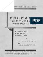Educaţia Simţurilor Prin Activitate Experienţă Exerciţii Rezultate 1937