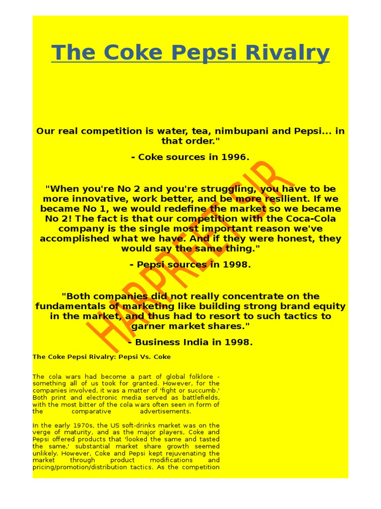 The Coke Pepsi Rivalry Pdf Coca Cola Pepsi