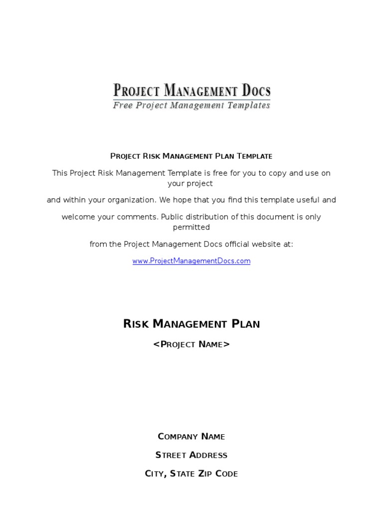Project Risk Management Plan Template | PDF