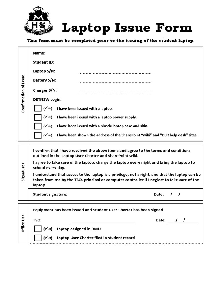 Laptop Issue Form