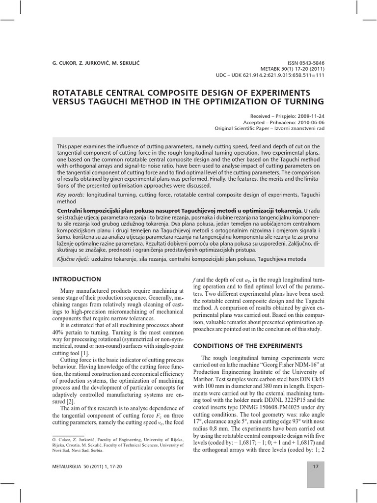 Central Composite Design PDF Design Of Experiments Experiment