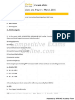 Competitive Exams Online Current Affairs Questions and Answers For March 2015 PDF