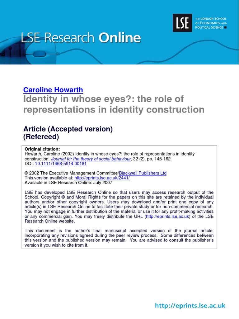 Howarth C 2002 Identity In Whose Eyes Lsero - 