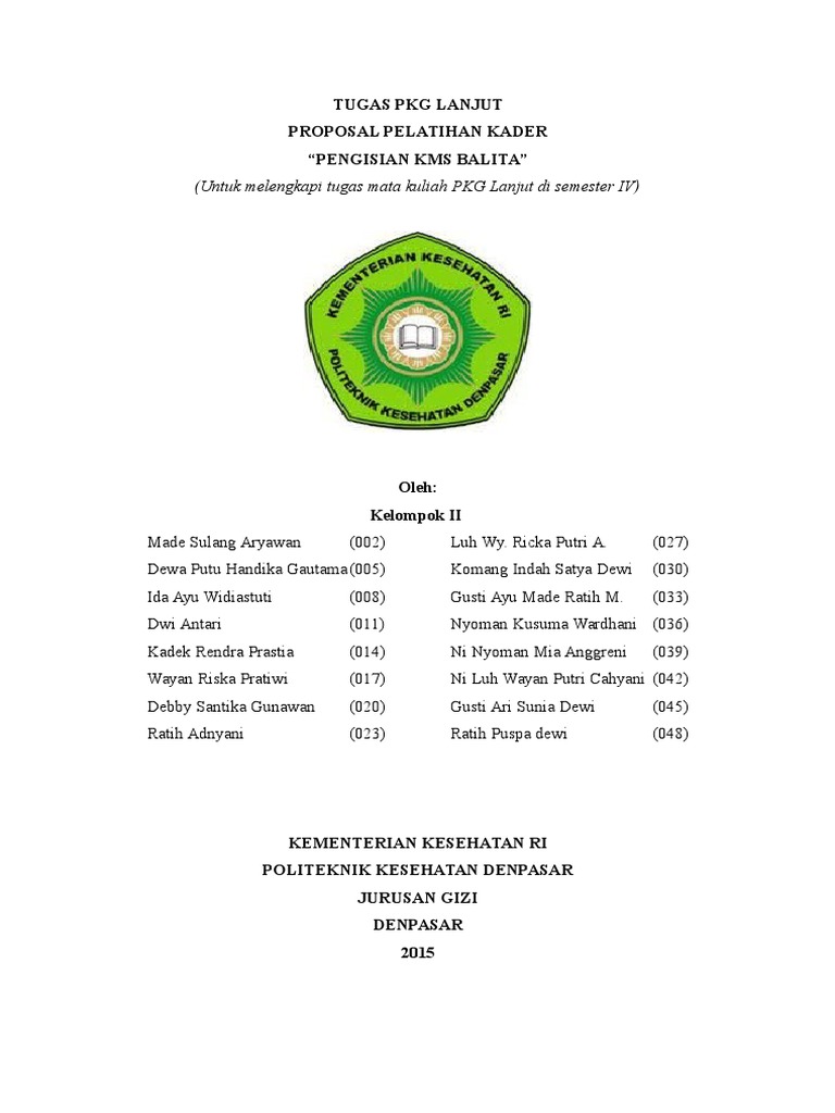 Proposal Pelatihan Kader Posyandu