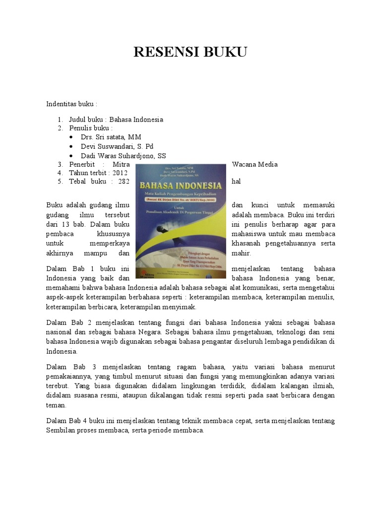 Resensi Buku bahasa indonesia
