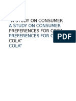 A Study On Consumer Preferences For Coca Cola"
