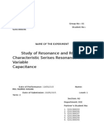 Study of Resonance and RC Filter Characteristic Serises Resonance With Variable Capacitance