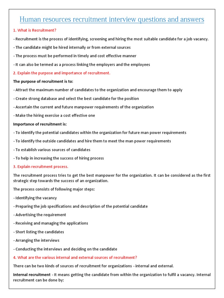 HR Recruiter Interview Question &amp; Answer | PDF | Recruitment 