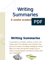 Writing Summaries A useful academic skill