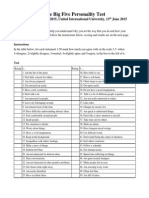 Big Five Personality Test Ieeebdssywc