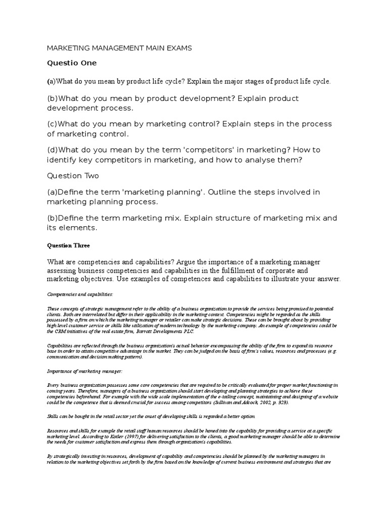 Marketing Management Exam Insights | PDF | Competence (Human Resources ...