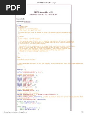 Online MIPS Assembler _ Alan J