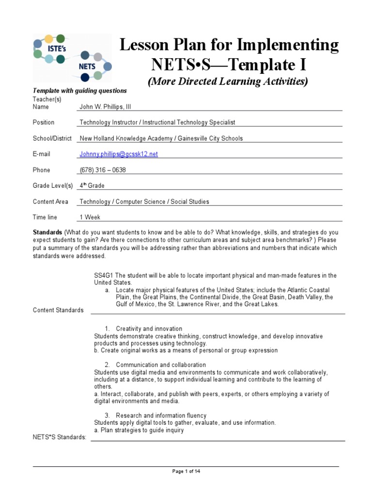 4th Grade Technology Lesson Plan | PDF | Collaboration | Learning