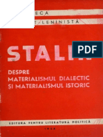 Iosif Visarionovici Stalin: Despre Materialismul Dialectic Si Materialismul Istoric