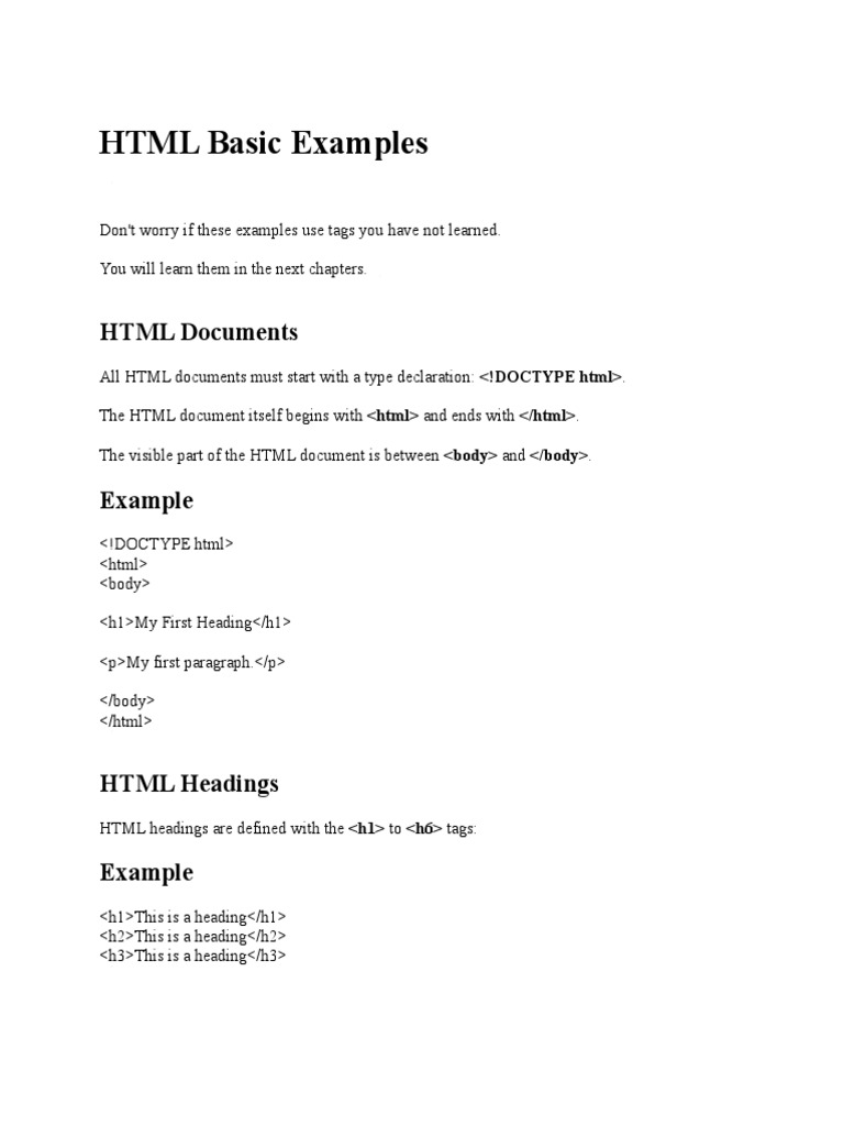 HTML Basic Examples | PDF