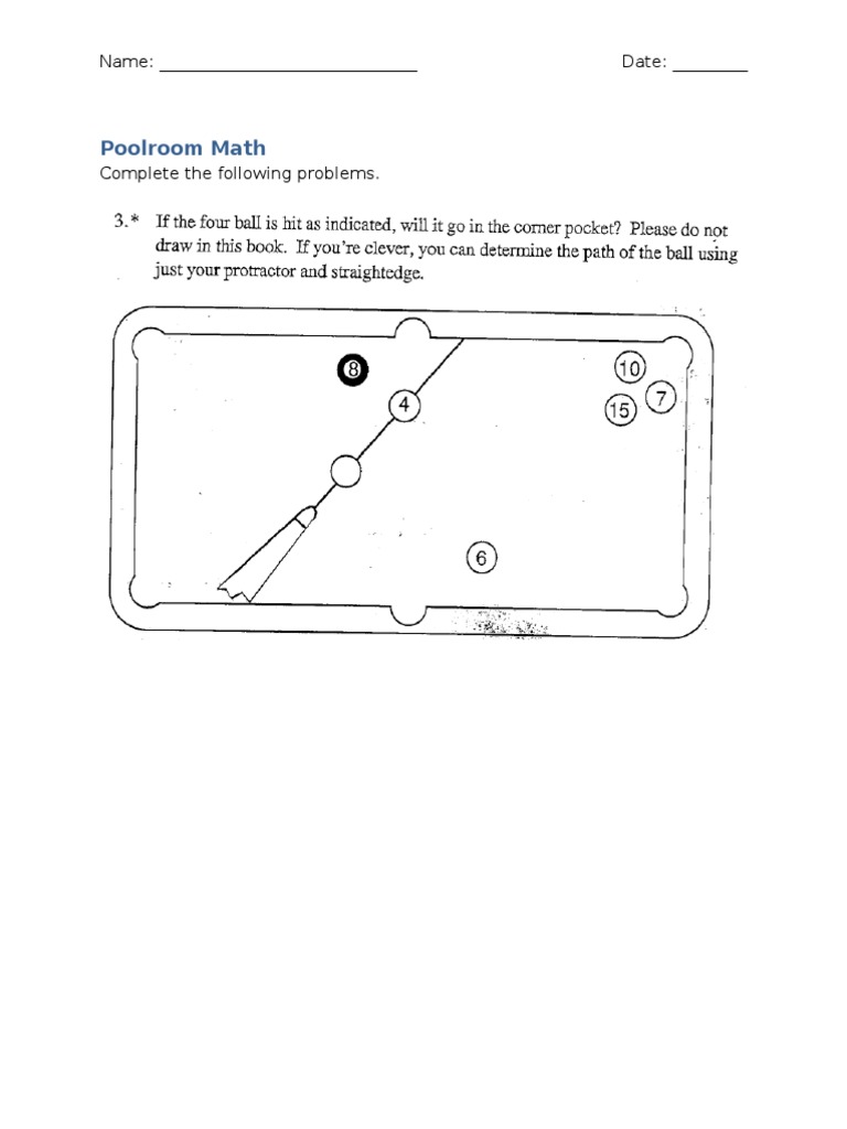Poolroom Math Homework | PDF