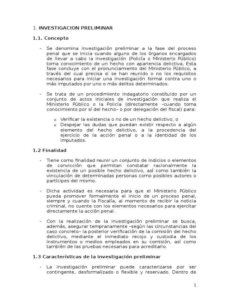 Investigación Preliminar en el Proceso Penal | PDF | Procedimiento ...