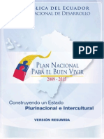 Plan Nacional Para El Buen Vivir (Version Resumida en Espanol)