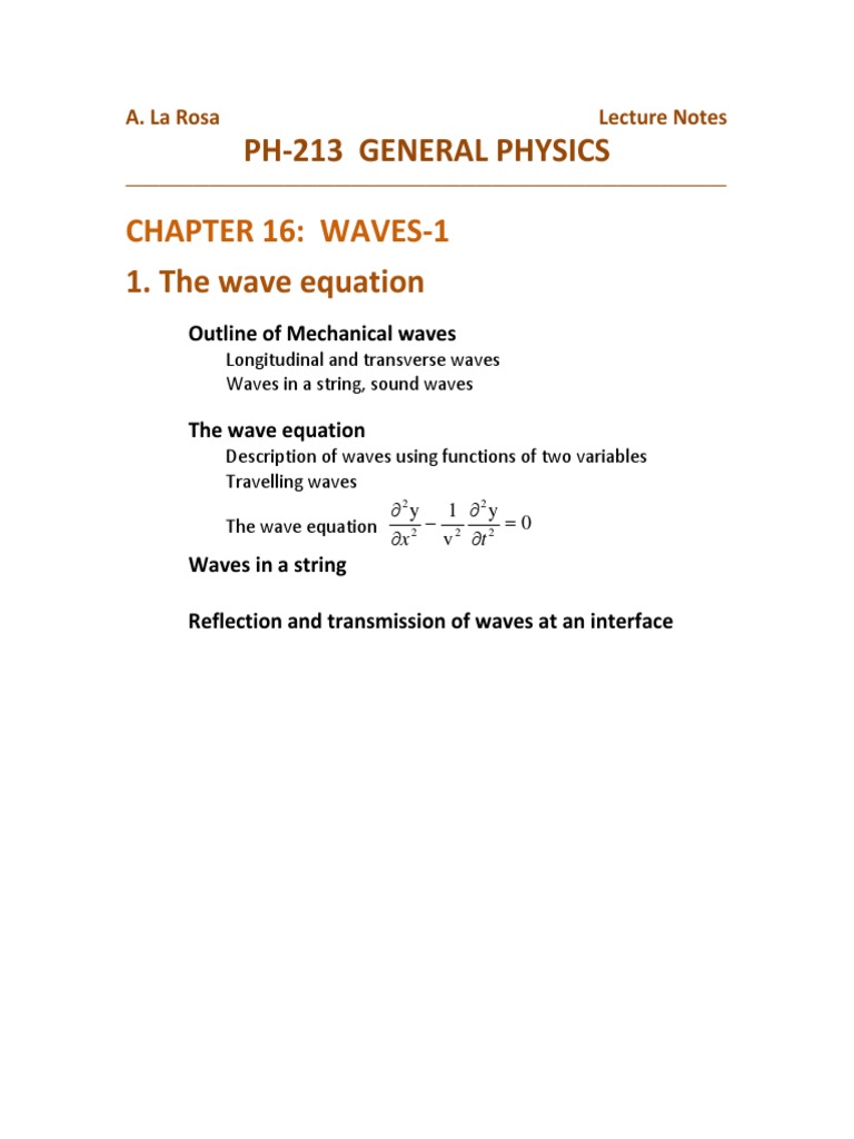 Wave Equation in Mechanical Waves | PDF | Wave Equation | Waves