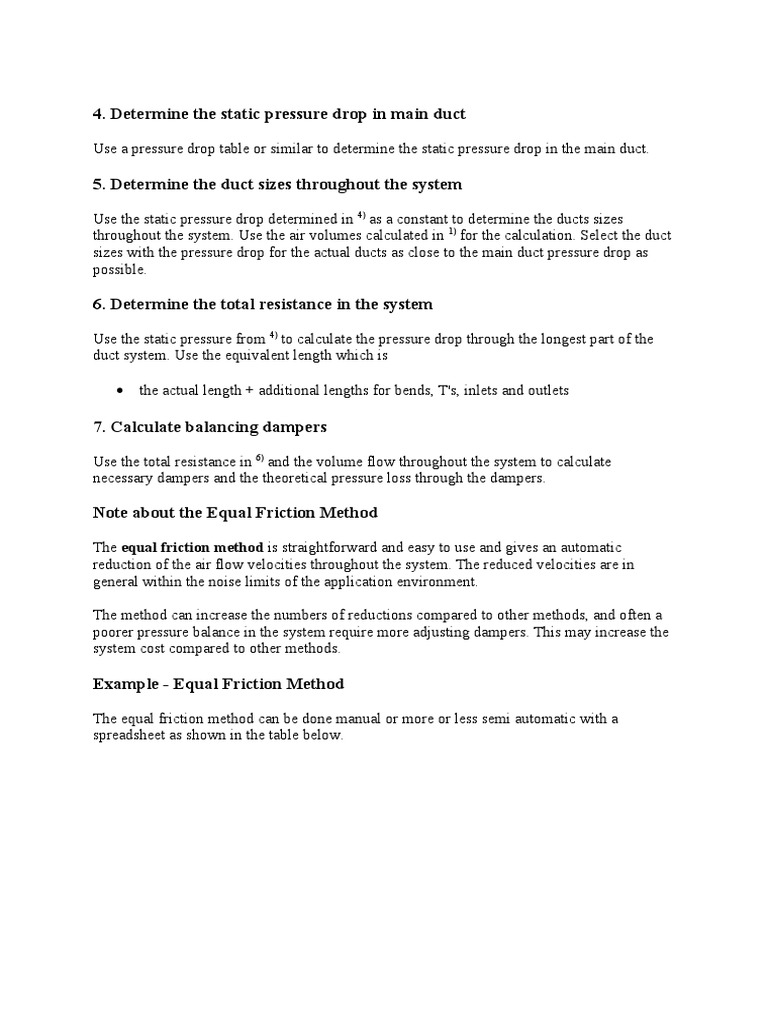 Determine The Static Pressure Drop in Main Duct | PDF | Technology ...
