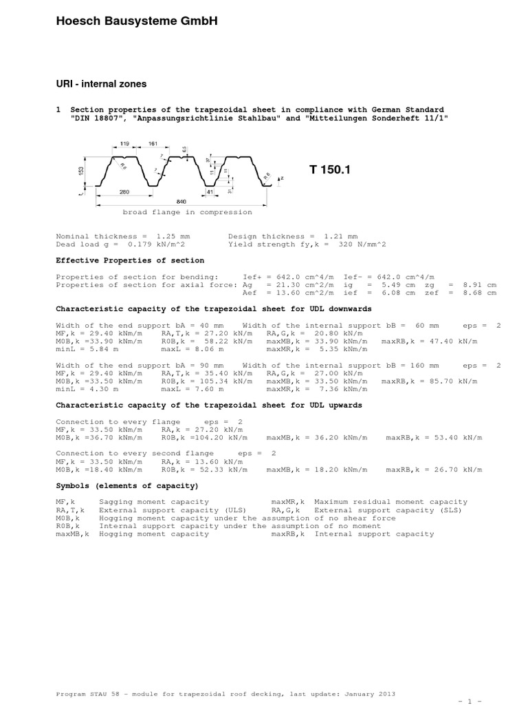 Trapezoidal Sheet Design Compliance | PDF | Mechanical Engineering ...