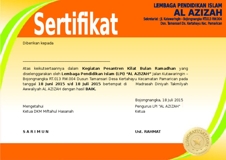Sertifikat Diklat Ramadhan Doc
