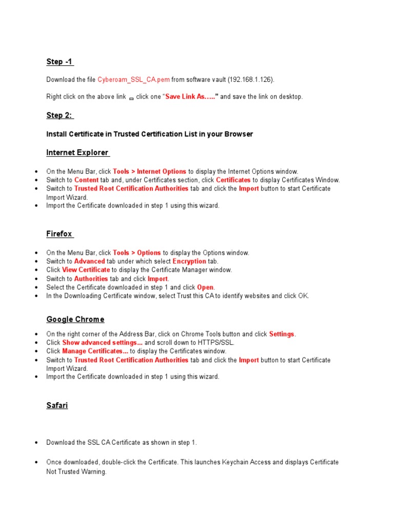 Certificate Install Procudure Pdf Public Key Certificate Application Layer Protocols