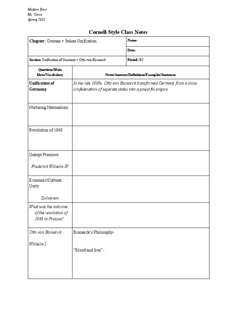 German and Italian Unification Notes | PDF