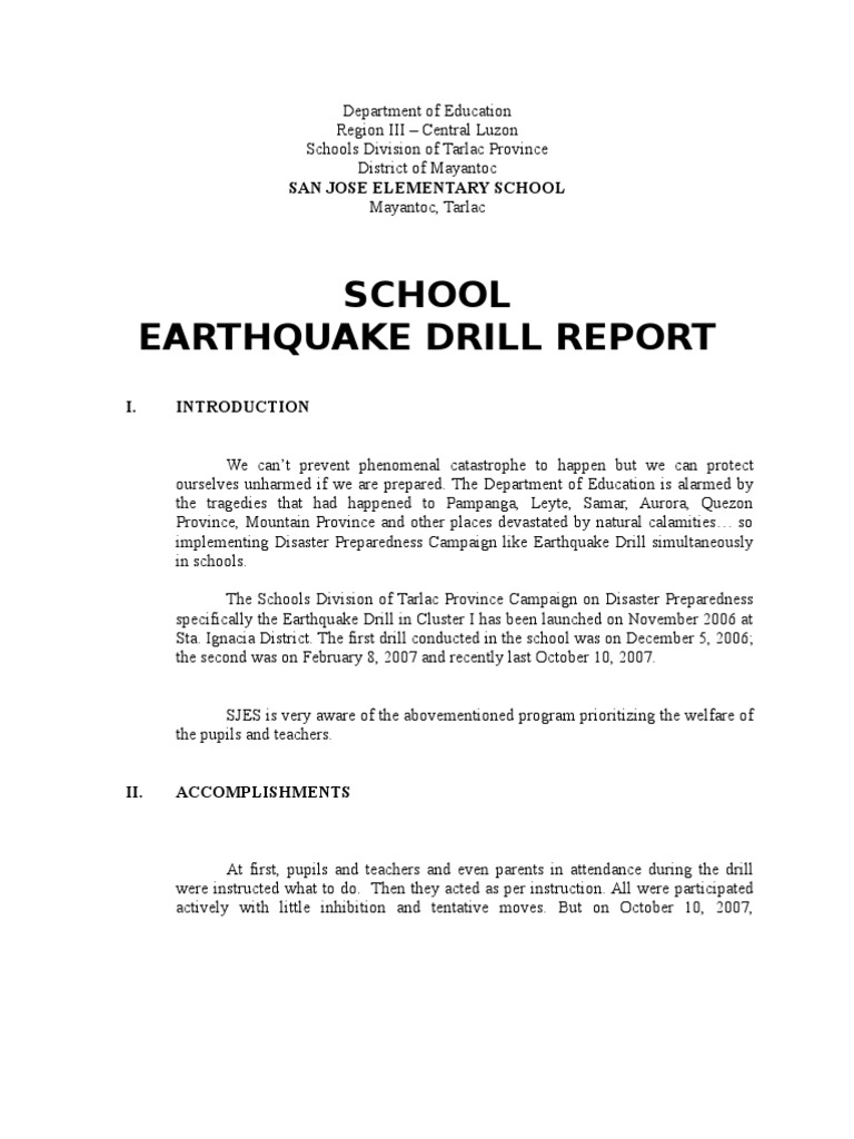 earthquake drill 101007