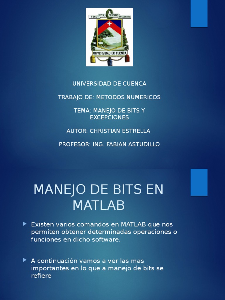 Manejo de Bits en Matlab | PDF | Poco | Decimal
