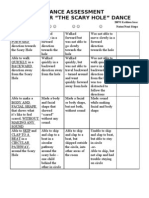 Dance Assessment Rubric For "The Scary Hole" Dance: Criteria Notes/Next Steps