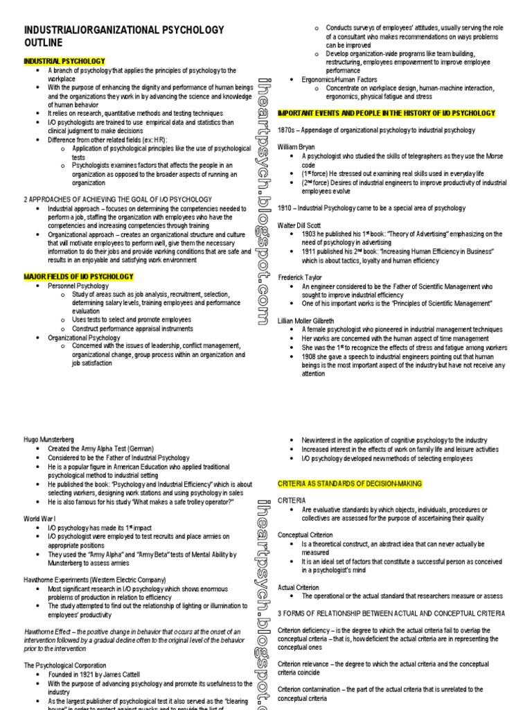 I/O Psychology Overview and Key Concepts | PDF | Industrial And ...