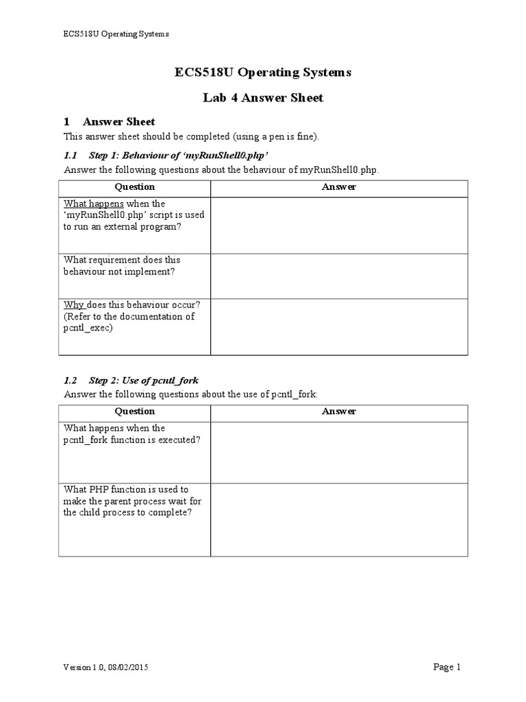 Lab 4: myRunShell0.php Behavior Analysis | PDF | Operating System ...