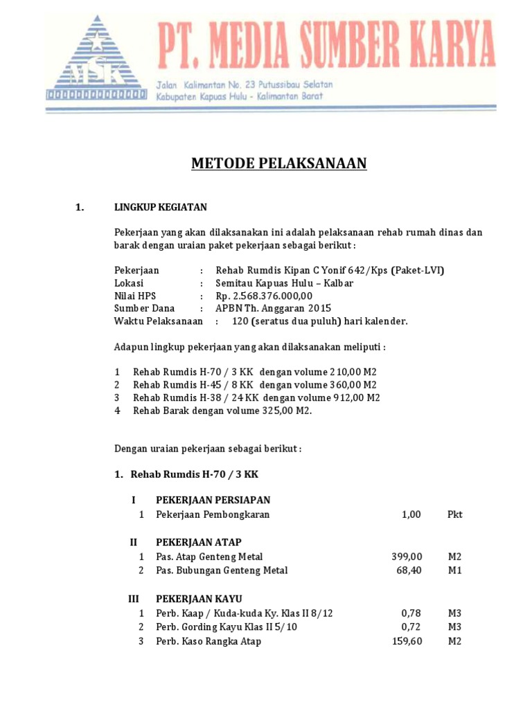 Metoda Pelaksanaan Kisdam | PDF